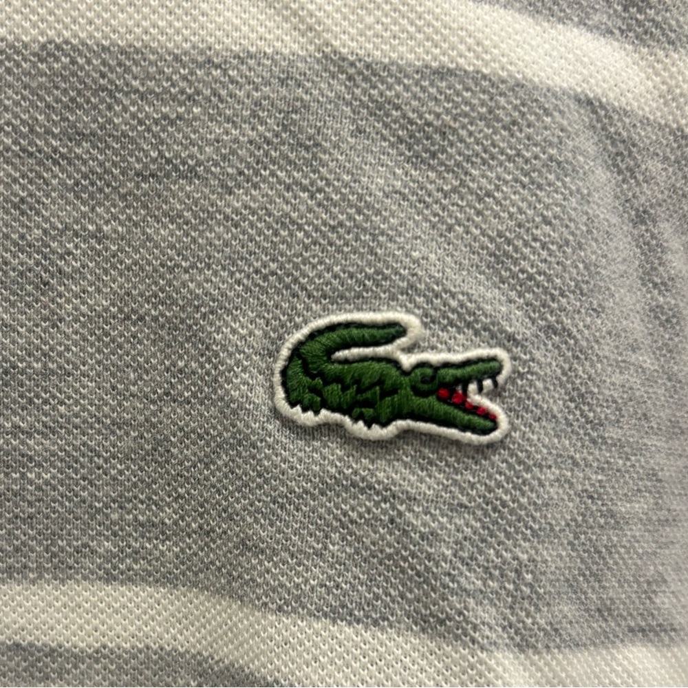 Lacoste Men’s Gray Striped Polo Shirt Slim Fit Size 7 Large - Picture 3 of 3